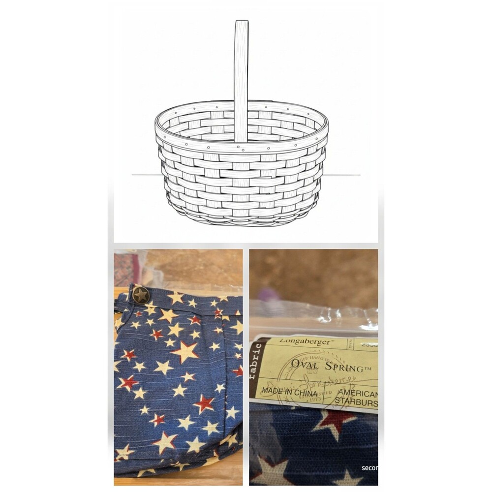 Longaberger Oval Spring Basket American Starburst Liner Only